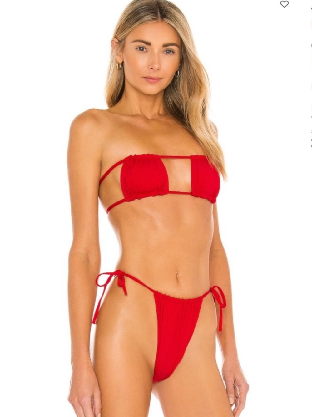 NWT REVOLVE WEWOREWHAT RUCHED STRING BIKINI BOTTOMS RED